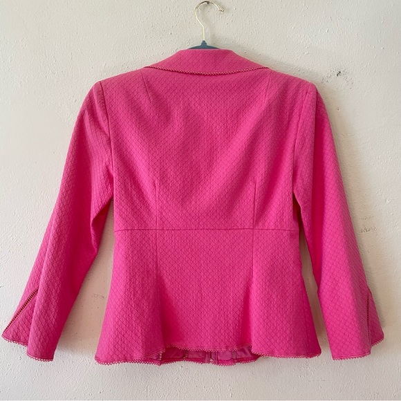 Vintage Nanette Lepore hot pink corset style rossete lace blazer barbiecore sz 4 - Picture 9 of 11